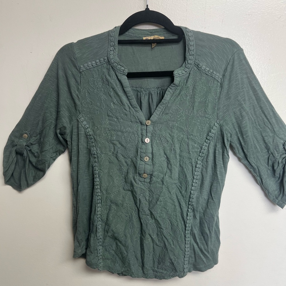 Democracy Sage Green Textured Blouse